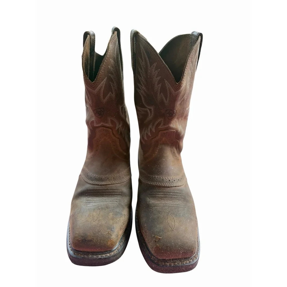 MENS ARIAT WORK BOOT STEEL TOE SIERRA SADDLE AGED BARK Size 9.5